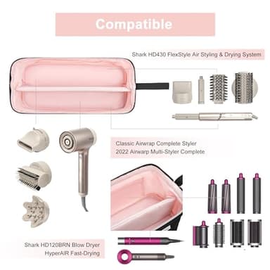 Leudes Hair Tools Travel Bag for Shark Flexstyle Carrying Case Portable Shark Hair Air Wrap Dryer Case Waterproof Dustproof Flat Curling Iron Travel Organizer (Black) - Image 4