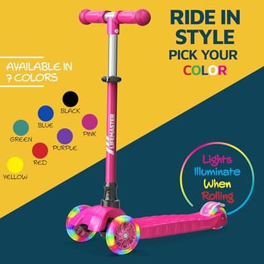 Lifemaster Kids Scooter – Children and Toddler 3 Wheel Kick Scooter – LED Wheel Lights Illuminate When Rolling– Adjustable Handlebar – Indoor and Outdoor Pink - Image 8