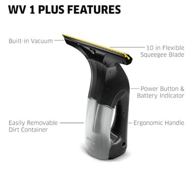 Kärcher WV 1 Plus Black Edition Window Vacuum Squeegee - for Showers, Mirrors, Glass, & Countertops - 10 in. Squeegee Blade - Image 2