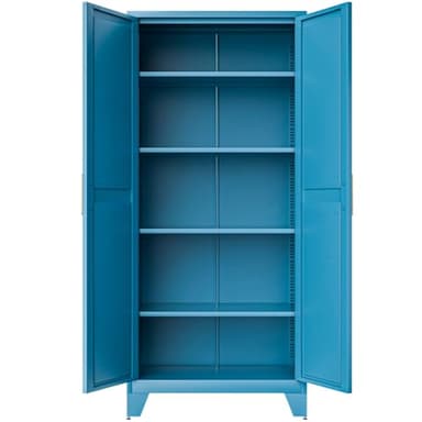 COFaR Home Farmhouse Storage Cabinet with Barn Door, Tall Kitchen Pantry Cupboard with Adjustable Shelves, for Dining Room, Bathroom, Living Room Blue - Image 7