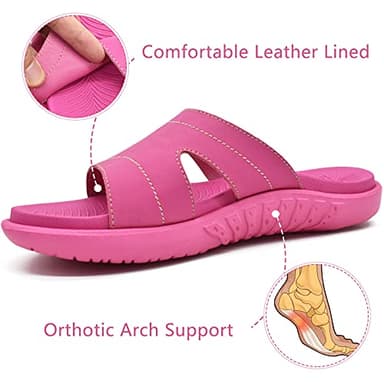 KuaiLu Womens Fashion Orthotic Slides Ladies Lightweight Athletic Yoga Mat Walking Sandals Slip On Thick Cushion Recovery Slippers Sandles Comfortable Plantar Fasciitis Arch Support Hot Pink Size 8.5 - Image 4