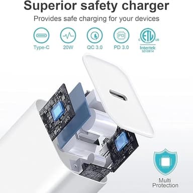 iPad Fast Charger,iPad Charger Fast Charging USB C Wall Chargers Block Plug Type C 6FT USB C to C Charging Cable Cord for iPad Pro 13/12.9/11 inch,iPad Air 6/5/4/M3/M2/A16,iPad Mini 6/7th,iPad 10/11th - Image 4
