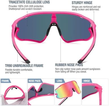 DUCO Kids Sunglasses Youth Baseball Sun Glasses Lightweight TR90 Frame UV400 Sports Cycling Shades for Boys Girls DK268 - Image 6