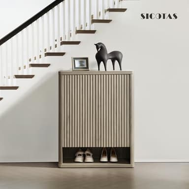 SICOTAS Shoe Cabinet 44" Tall Large Storage Organizer Modern Shoe Rack with Doors & 4 Shelves Mid Century Free Standing 6-Tier Cabinet for Entryway Hallway Living Room Closet (1PCS) - Image 7