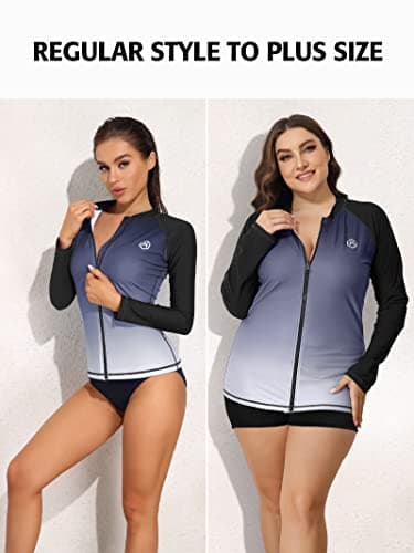 ATTRACO Sun Shirts for Women Long Sleeve Uv Protection Water Beach Surf Swim Top Gradient Gray M - Image 5