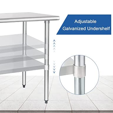 HARDURA Stainless Steel Table 24X60 Inches with Undershelf and Galvanized Legs NSF Heavy Duty Commercial Prep Work Table for Restaurant Kitchen Home and Hotel - Image 3