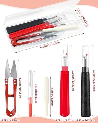 FIVEIZERO Seam Rippers for Sewing – 2 Big and 2 Small Stitch Remover Tools, Thread Ripper, Embroidery Removal Tool with Thread Snips - Image 2