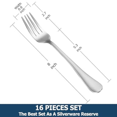 Dinner Forks,Set of 16 Top Food Grade Stainless Steel Silverware Forks,Table Forks,Flatware Forks,8 Inches,Mirror Finish & Dishwasher Safe,Use for Home,Kitchen or Restaurant - Image 2