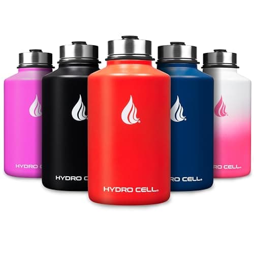 HYDRO CELL Stainless Steel Insulated Water Bottle with Straw - For Cold & Hot Drinks - Metal Vacuum Flask with Screw Cap and Modern Leakproof Sport Thermos for Adults (Mandarin 64oz) - Image 1