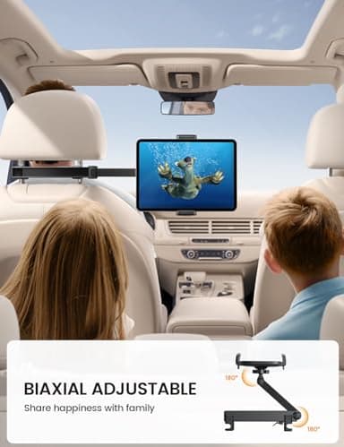 Lamicall Car Headrest Tablet Holder - [Lockable] [3 in 1 Extension Arm] Upgrade Tablet Mount for Car Backseat, Road Trip Essentials for Kids, for iPad Pro, Air, Mini, Galaxy, Fire HD, 4.7-13" Tablets - Image 4