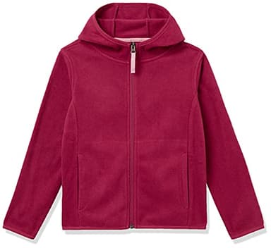 Amazon Essentials Girls' Polar Fleece Full-Zip Hooded Lightweight Jacket, Cranberry Red, X-Small - Image 1
