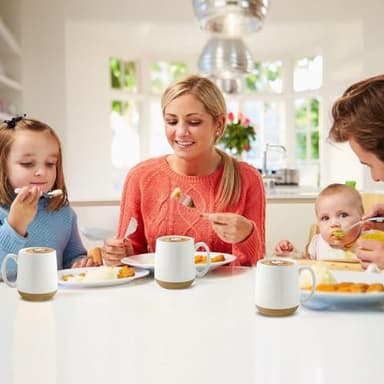 Hasense Coffee Mugs Set of 6, 15 oz Ceramic Coffee Cups with Comfortable Handle, Classic White Mug for Men and Women, Tea Cup Set for Latte, Cappuccino, Milk, Soup, Dishwasher and Microwave Safe - Image 3