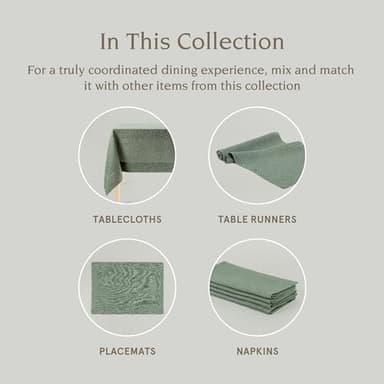 over&back 18x108 Washed 100% Linen Table Runner - Washable Table Runners for a Custom Home Decor Tablescape - Perfect for Coffee Table, Dinner Table, Living Room, and More - Green - Image 4