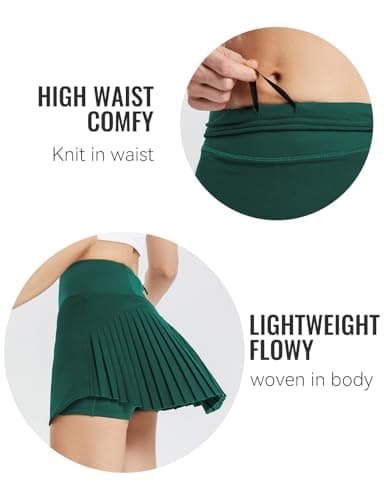 baleaf Pleated Tennis Skirt Skorts Skirts for Woman High Waisted Lightweight Athletic Golf Workout with Shorts Pockets Green XX-Large - Image 4