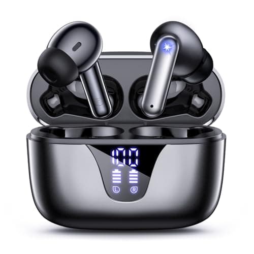ZIUTY Wireless Earbuds, 2025 Bluetooth Headphones, 50hrs Stereo Deep Bass Ear Buds with Power Display Charging Case, buit in Mic, IPX5 Waterproof Headset for for iPhone Andriod Phones - Space Grey - Image 1