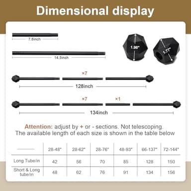 FLY HAWK Curtain Rods, 66" to 137" for Windows Curtain Rod Set, Modern Simplicity Decorative Style 5/8 Inch Metal Curtain Pole, Heavy Duty Drapery Rods with Brackets Black - Image 4