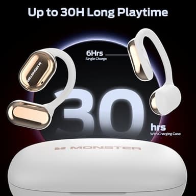 Monster Open Free AC100 Open Ear Bluetooth 5.3 Headphones, Wireless Earbuds with Earhooks, Immersive Stereo Sound by 16mm Large Driver, Clear Calls, 30H Playtime, Waterproof Sport Earbuds for Running - Image 5