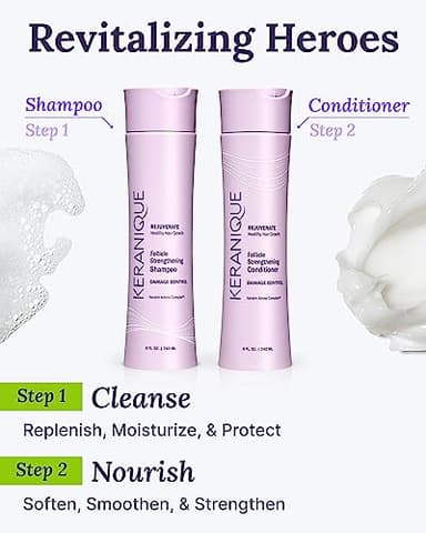 Keranique Shampoo and Conditioner for Damaged Hair - Anti-Breakage, Damage Control Set for Thinning Hair - Intense Repair, Deep Conditioning, Anti-Hairfall Routine w/Keratin - Great for Colored Hair - Image 7