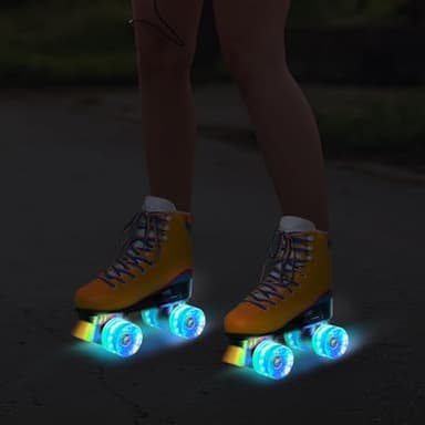 Nattork Roller Skates for Women Outdoor Indoor Four-Wheel Fun Fashionable Roller Skates for Men Girls Boys Yellow - Image 4