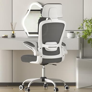 Mimoglad Office Chair, Comfy Desk Chair - High Back Ergonomic Computer Chair with Adjustable Lumbar Support & Headrest, Flip-up Armrests for Guitar Playing, Swivel Task Chair for Home Office - Image 8