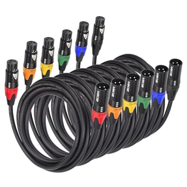 MIKIZ XLR Cables for Microphone 10ft 6 Packs -XLR Male to Female Patch Cables - Image 1