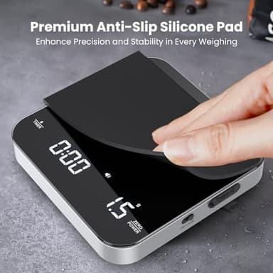 Rechargeable Mini Coffee Scale with Timer, Maestri House Espresso Scale, 2kg/0.1g Accurate Scale for Espresso and Pour-Over Coffee, Portable Digital Kitchen Scale with Automatic Timing（Black&Silver） - Image 6