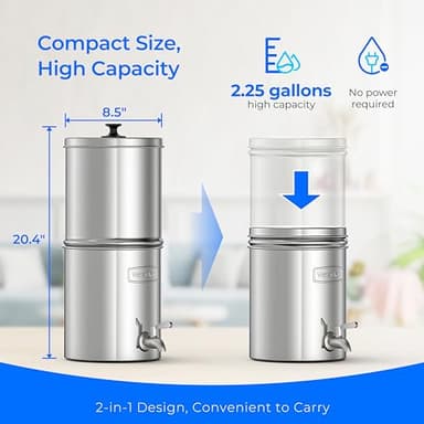Waterdrop Gravity-fed Water Filter System, with Upgrade 3 Black Carbon Filters and Metal Spigot, 9000 Gallon Longer Lifespan and 150% Faster Flow, King Tank Series, 2.25G - Image 8
