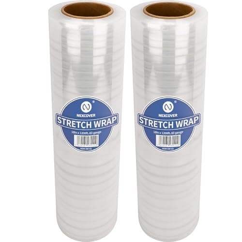 NEXCOVER 18 Inch Stretch Wrap - 1200 Feet | 60 Gauge, 2 Roll Clear Plastic Self-adhering Stretch Wrap Film for Pallet Wrap, Thick and Durable Packing Moving Supplies Heavy Duty Shrink Film. - Image 1