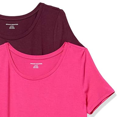 Amazon Essentials Women's Short-Sleeve Scoopneck Tunic, Pack of 2, Bright Pink/Burgundy, Medium - Image 6
