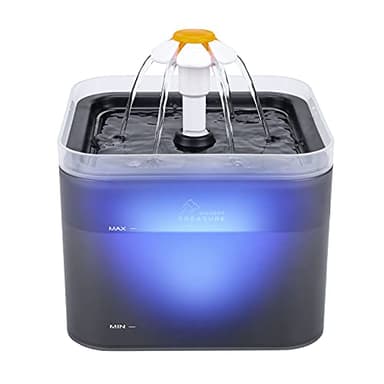 Cat Water Fountain, 67oz/2L Automatic Cat Drinking Fountain, Pet Water Fountain with LED Light and Filter for Cats and Small Dogs (Grey) - Image 1