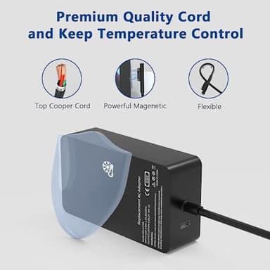 65W Charger Compatible with Microsoft Surface Pro 11,10,9,8,7+,7,6,5,4,X,Power Adapter for Windows Surface Laptop 7,6,5,4,3,2,1,Book 3/2/1, Go Tablet,Support 44W,36W,8FT Cord - Image 3