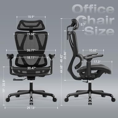 ELABEST T11 Ergonomic Office Chair,High Back Desk Chairs with Separate Lumbar Support,Magic Armrests,Adjustable Wide Headrest,Comfy Executive Computer Chair,Big and Tall Mesh Chair for Home Office - Image 2