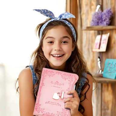 Hoci Poci Diary with Lock and Keys for Girls Gift Ideas, 360 Gold Edged Pages Journal for Women, B6 Refillable Notebook for Writing with Pen and Bookmark (Garden Pink) - Image 7