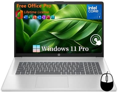 HP 17 Laptop, 17.3" HD+ Touchscreen, Core 7 150U Processor, 64 GB RAM, 2 TB SSD, Intel Graphics, Backlit Keyboard, Long Battery Lifew, Windows 11 Pro & Office Pro Lifetime License, w/Accessories - Image 1