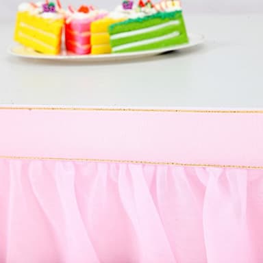 Suppromo 2 Pack 6ft Pink Tulle Table Skirts for Rectangle Tables or Round Tables Pink Tutu Tablecloth Cover for Princess Baby Shower Girls Birthday Party Wedding Cake Dessert Table Decorations - Image 7