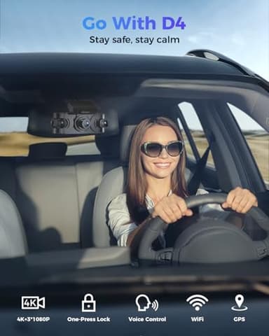 FREEXAR 4K 360° Dash Cam, 4-Channel Dash Camera for Cars, Full Coverage Front Rear Left Right Inside with GPS, 5.8GHz Wi-Fi & App, Night Vision, Voice Control, 24H Parking Mode, 128GB Card Included - Image 2
