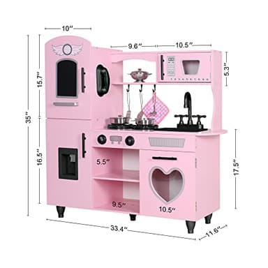 TaoHFE Play Kitchen, Pink Kids Kitchen Set for Girls Kitchen Set for Kids Ages 6-8 Gift Toddler Kitchen Set for Kid Age 3+ Kitchen Playset with Lights & Sounds Wooden Toy Kitchen Playset Gift - Image 5