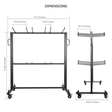 Folding Chair Rack Folding Chair Cart Folding Chair Storage Dolly with Wheels and Holder for 84 Chairs or 12 Tables of 800 LBS Capacity Includes Weatherproof Cover - Image 8