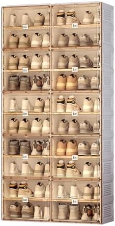 ANTBOX Portable Shoe Rack Organizer for Closet Entryway, Stackable Sneaker Storage Shoe Cabinet with Magnetic Clear Door, Large Plastic Storage containers Bins with Lids 10 Tiers 40 Pairs - Image 3