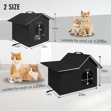Rest-Eazzzy Outdoor Cat House, Feral Cat House Insulated with Mat and Clip, Weatherproof and Insulated, Cat Beds for Cats Kittens Puppies, Never Blow Away (Black, S 13" X 13" X 14") - Image 6