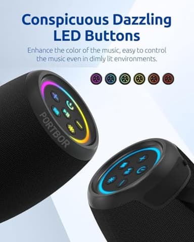 Bluetooth Speaker, Portable Wireless, Powerful Stereo Sound, IPX5 Waterproof, 15H Playtime, BT5.3, TWS Surround Pairing, Electronics Gadgets for Outdoor/Home/Party/Travel/Beach/Shower, Birthday Gifts - Image 6
