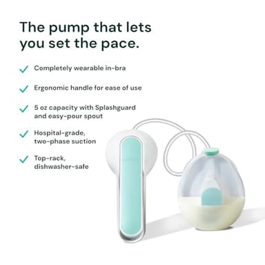 Willow Wave - Wearable Manual Breast Pump - Fits Fully in Bra - Ergonomic Handle - 24mm Soft Silicone Flange - Wearable Breastfeeding Pump - Hospital Grade Suction - Postpartum Essentials - Holds 5oz - Image 2
