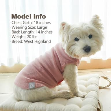 KYEESE 2Pack Waffle Dog Shirts Stretchy T-Shirts Lightweight Tank Top Sleeveless Striped Vest Breathable Pet Tee, XX-Large, Pink+Striped - Image 8