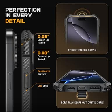 SUPCASE for iPhone 16 Pro Max Case with Camera Control Capture Button (Unicorn Beetle Grip), [Built-in Stand] [Compatible with MagSafe] Heavy Duty Magnetic Phone Case for iPhone 16 Pro Max, Black - Image 9