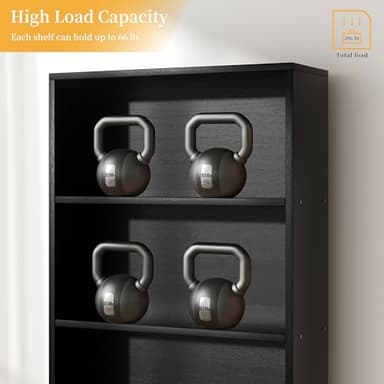 Shintenchi Bookshelf,6-Tier Open Bookcase and Bookshelves,6 Shelf Display Storage Shelves Floor Standing 70.6 inches Tall Bookcase for Home Office, Living Room (Black) - Image 7