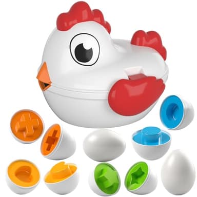 TEMI Toddler Chicken Easter Eggs - Color Matched Game Shape Sorter with 6 Toy Eggs for Kids 3-5, Fine Motor Skills Sensory Toys, Educational Gifts for 3-6 Girls Boys Baby - Image 8