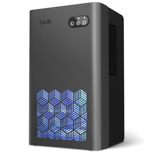 ToLife Dehumidifier for Home 95 OZ Water Tank, 1000 sq.ft Dehumidifiers for Basement Bedroom Bathroom with Auto Shut Off 7 Colors LED Light,Grey - Image 1