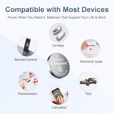 Enegitech CR2032 Lithium Coin Batteries Button 2032 3V Recommended for Use in Key Fobs, Watches, Door sensors, Calculators, Remote Controls, Thermometers, Key Finder GPS Compatible (6-Pack) - Image 3