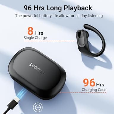 occiam Wireless Earbuds Bluetooth Headphones Ear Buds 96Hrs Playback Sport Over-Ear Waterproof Wireless Headphones Earphones with Earhooks ENC Mics Clear Call for Sport Running Workout Black - Image 3