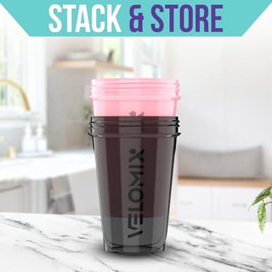 VELOMIX-2 Pack- 20 oz Protein Shaker Bottles for Protein Mixes - 2x Wire Whisk | Leak Proof Shaker Cups for Protein Shakes and Pre Workout | Protein Shaker Bottle Pack | Protein Mixer Cup (Pink&Black) - Image 6